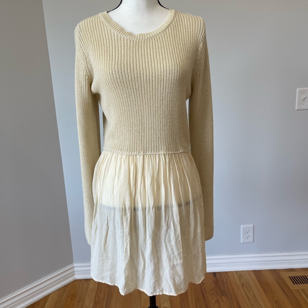 Westbound  Tunic Blouse mixed material size XL neutral cottage costal work boots